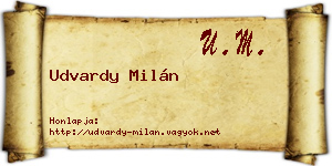 Udvardy Milán névjegykártya