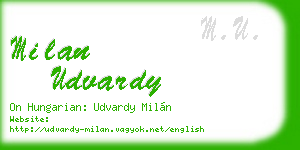 milan udvardy business card
